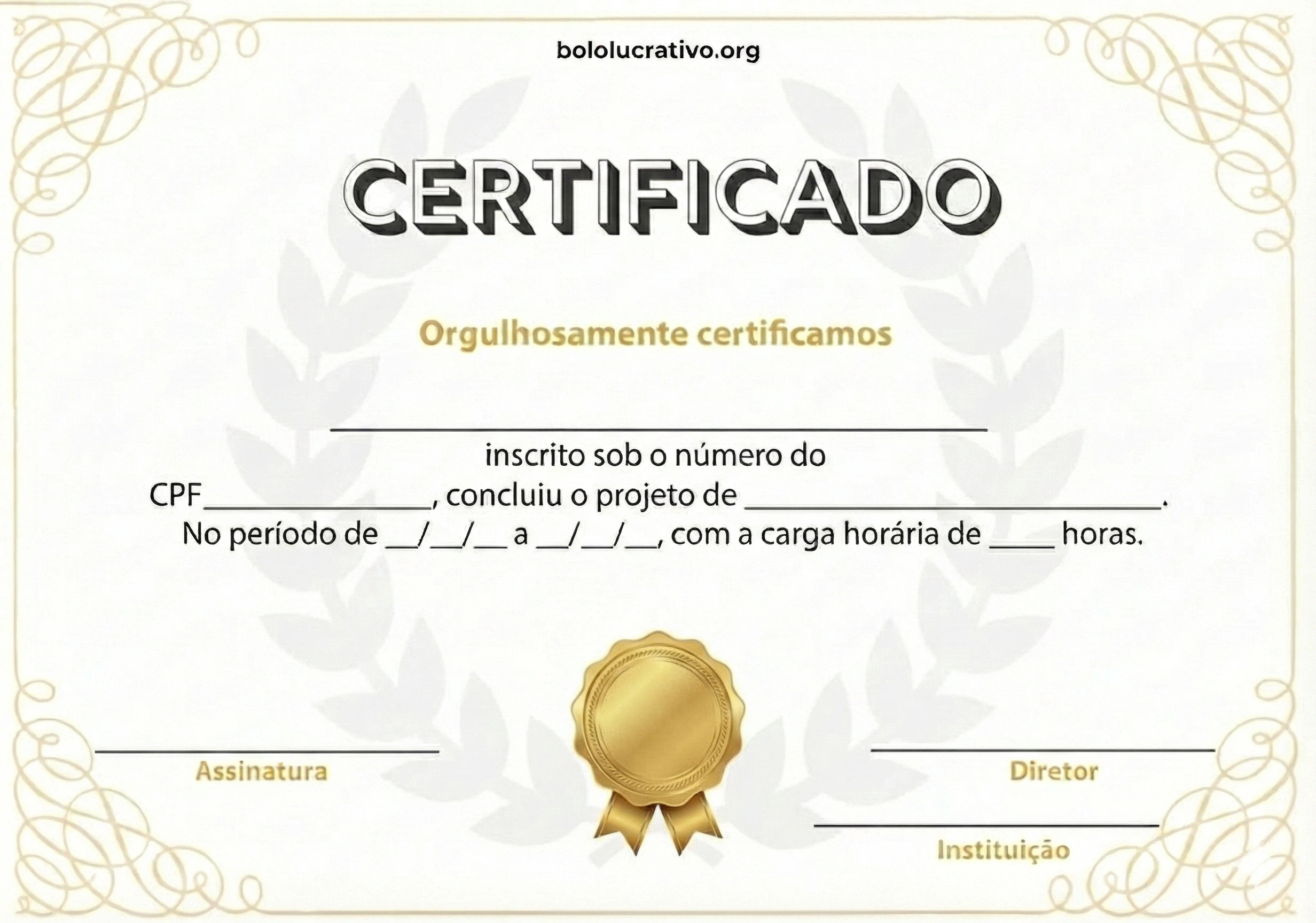 Certificado assinado pela Chef Jessica Sotero
